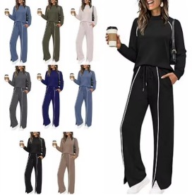 Leisure Sport Suit Round Neck Long Sleev